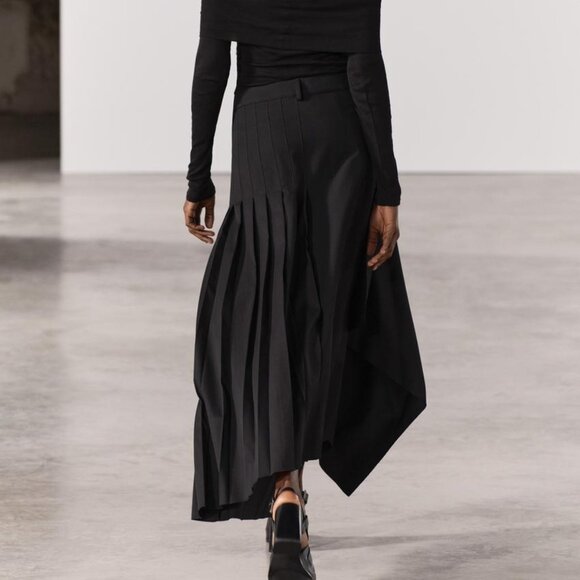 NWT ZARA PLEATED SKIRT ZW COLLECTION BLACK - Picture 10 of 10